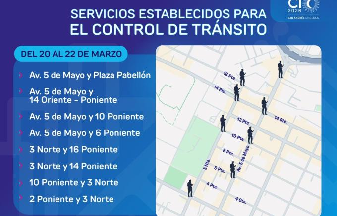 Implementa Policía de San Andrés Cholula operativo de seguridad por Festival Equinoccio 2026